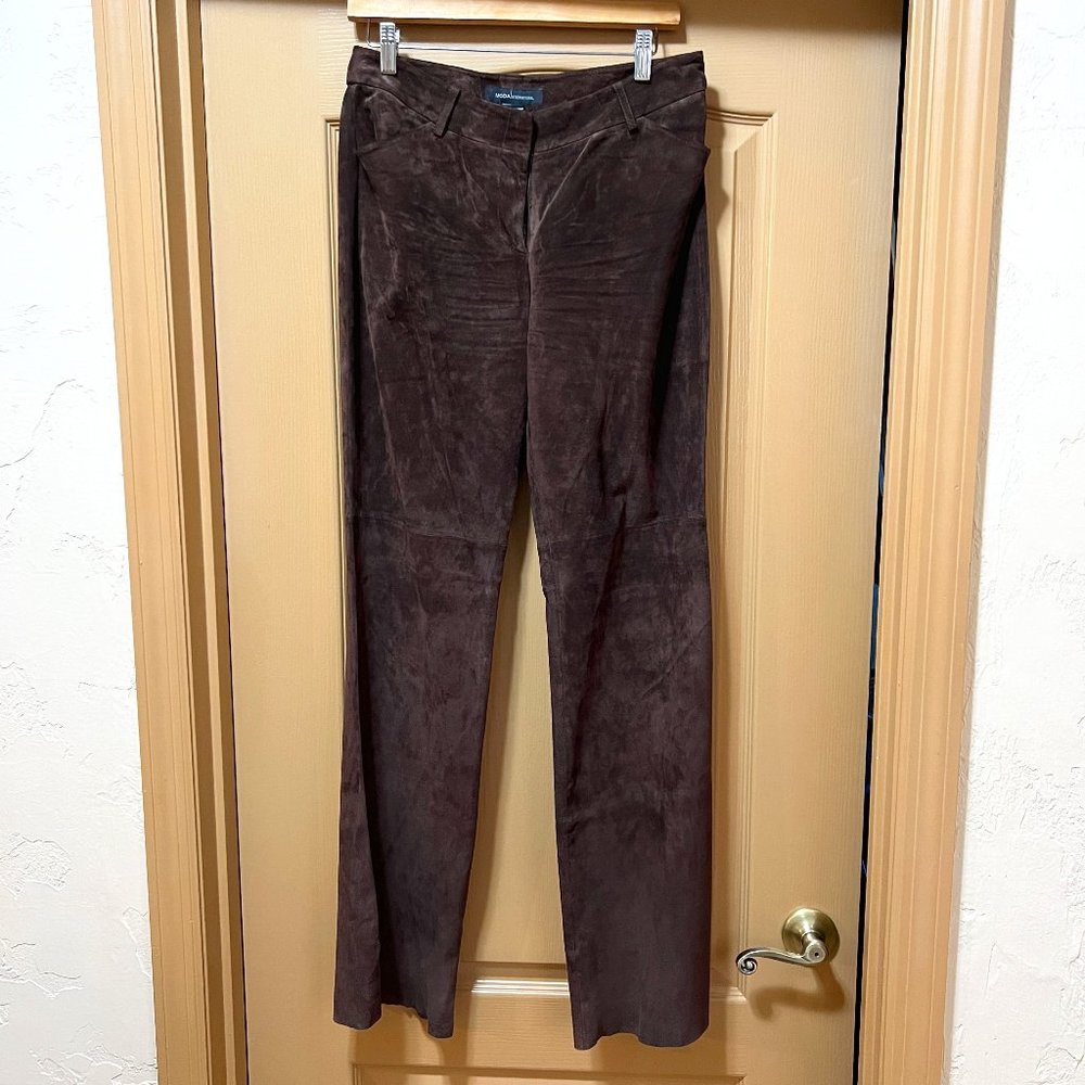 ❣️LIKE NEW❣️Washable Brown Suede Pants by MODA International 100% Genuine. - Picture 2 of 12